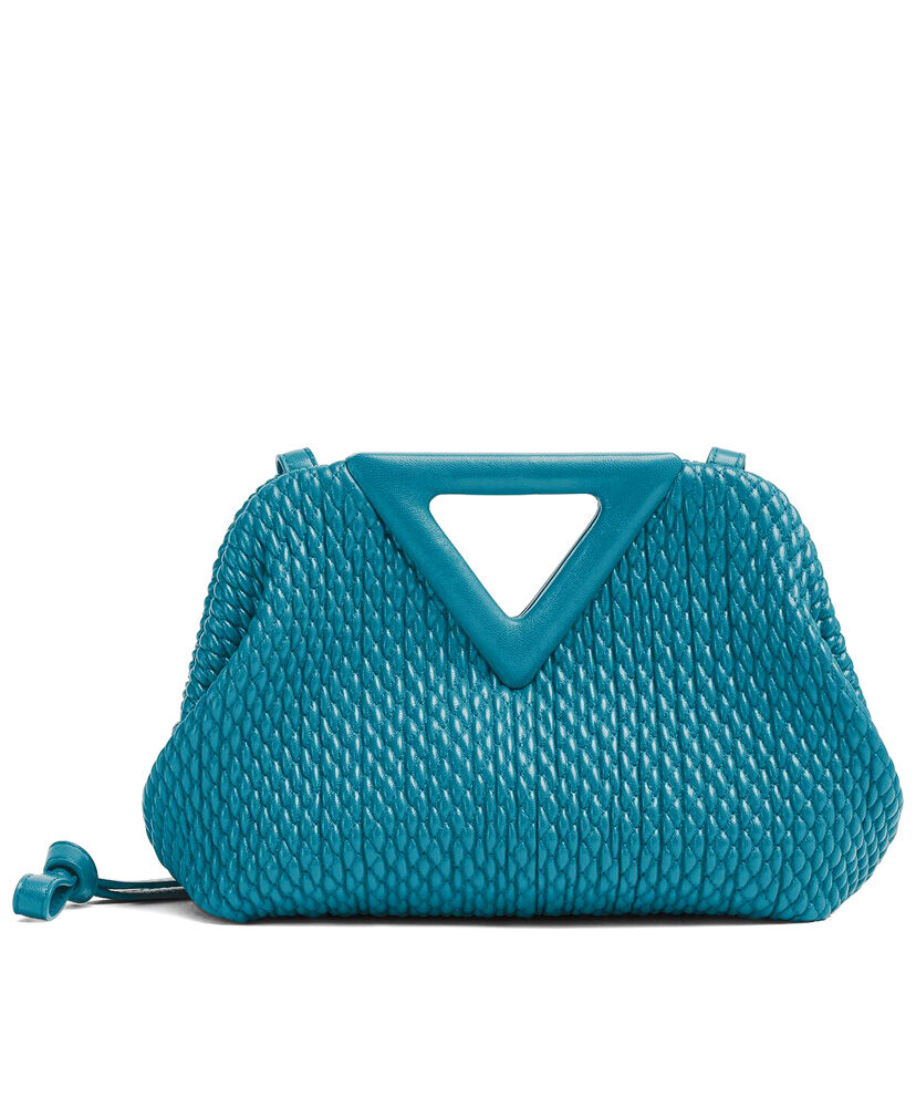 Bottega Veneta Point Top Handle Bag Lambskin Blue